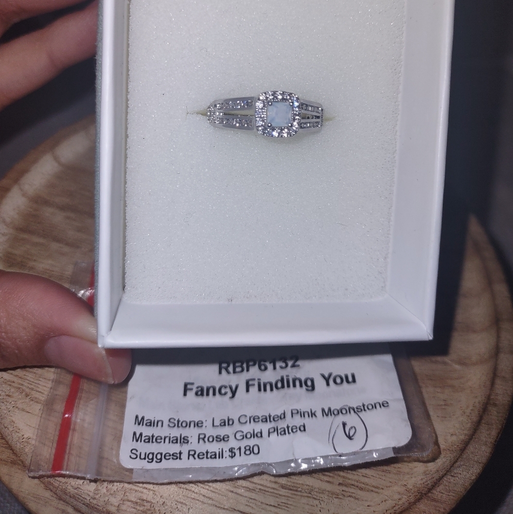 Rose Gold Plated Ring with Pink Moonstone